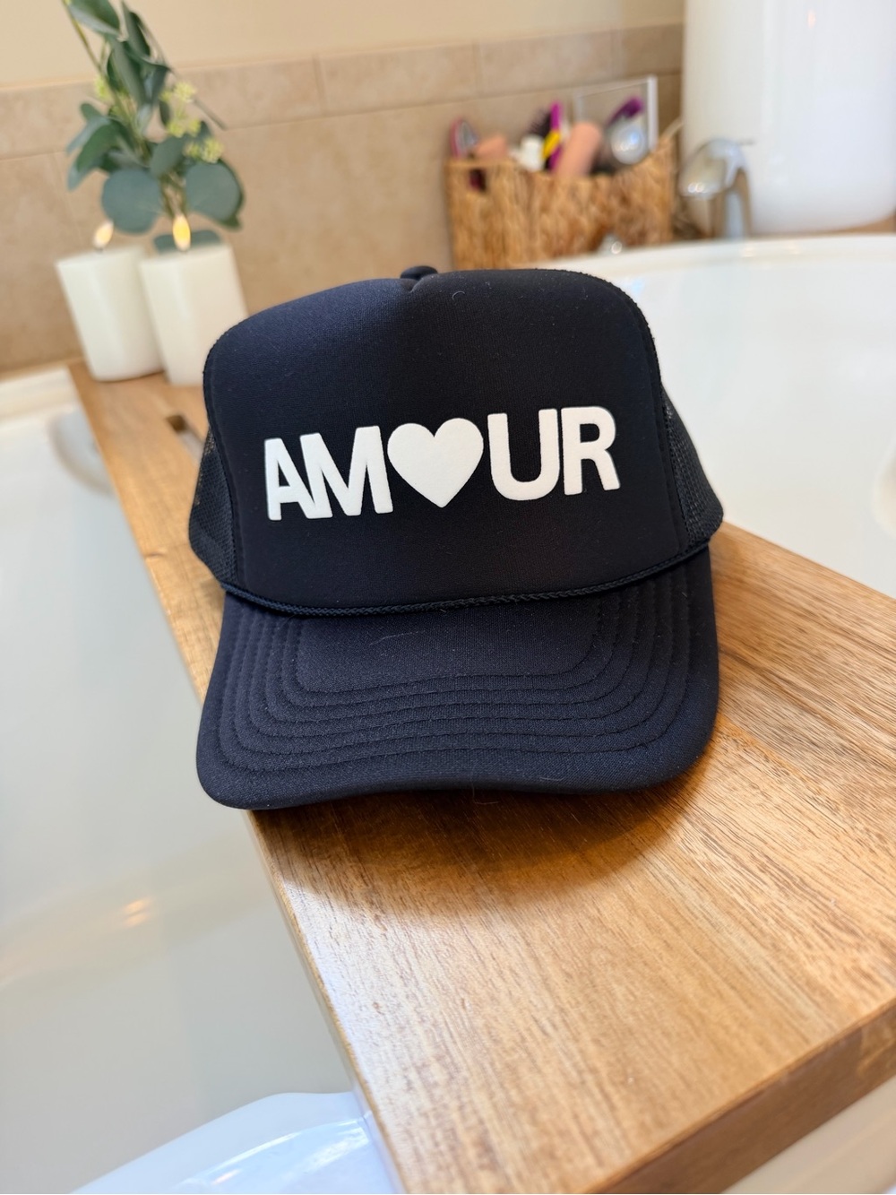 Black ascot + Hart  AMOUR Trucker Hat NWT